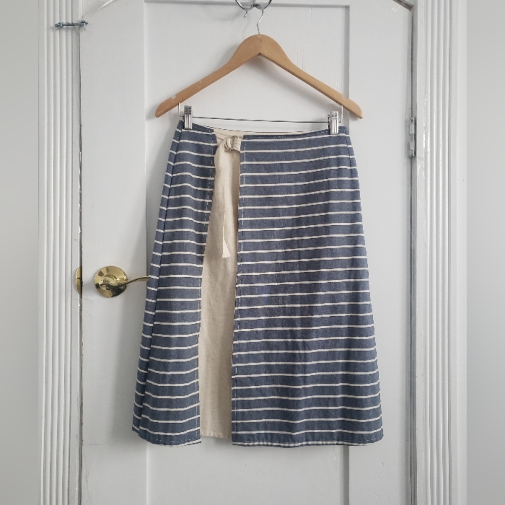 Le minor Linen Cotton Reversible Striped Sailor Skirt Size 38